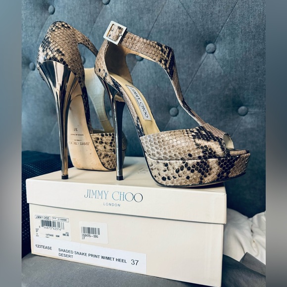 Jimmy choo snake skin gold heel stiletto size 37 (7us) - Picture 2 of 10